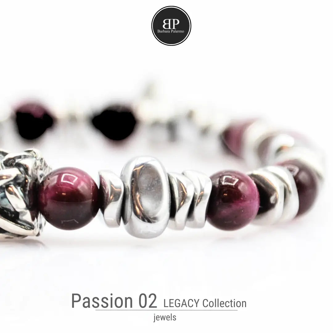 Lila Tigerauge-Armband PASSION mit Silberanschlüssen