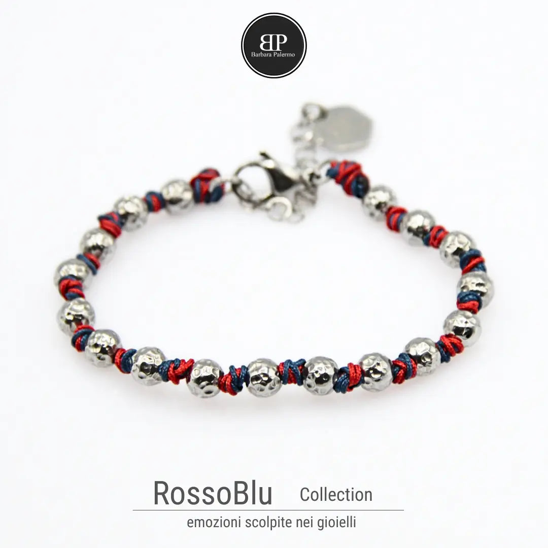 Bracciale RossoBlu con Sfere in Acciaio - Per i Veri Tifosi!