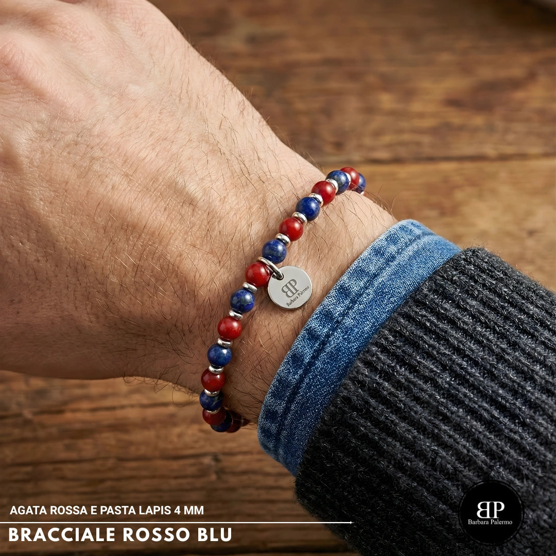 Bracciale Elastico Rosso e Blu 4mm
