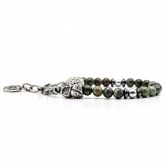 Talisman-Armband - mit Eule und afrikanischem Türkis