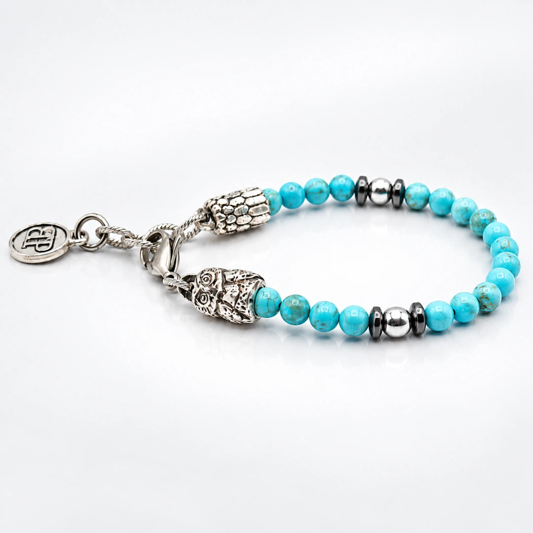 Sentinel Owls  Bracciale pietra turchese con gufo
