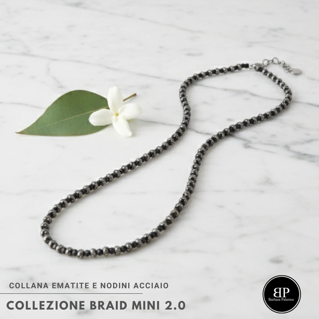 Collana Ematite antracite e Acciaio