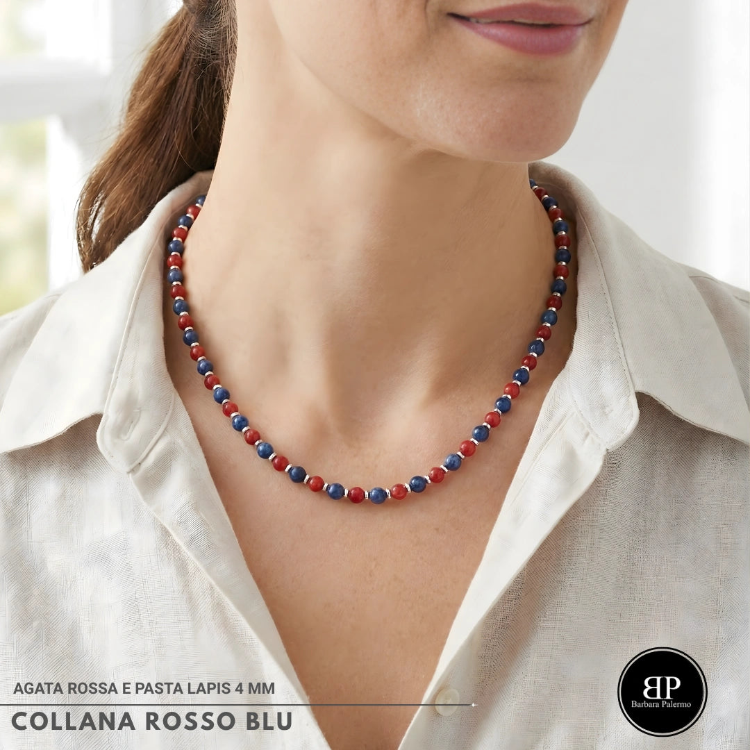 Collana Rosso Blu 4 mm