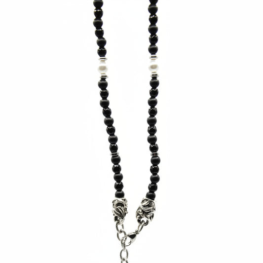 Rococò Noir Elegance – Collana Artigianale con Onice e Perla