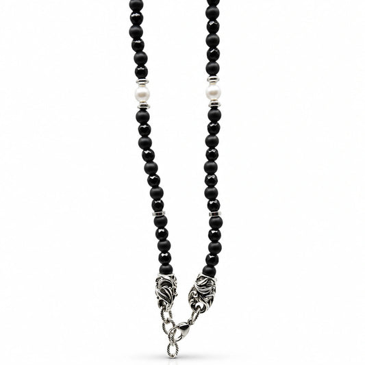 Rococò Noir Elegance – Collana Artigianale con Onice e Perla