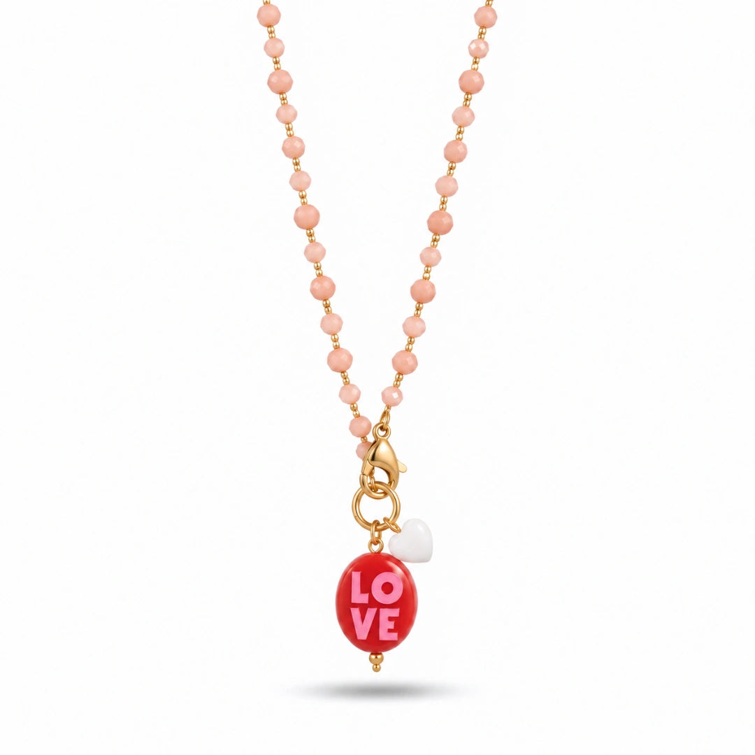 Collana Favola LOVE con Cristalli Rosa Pesca Oro