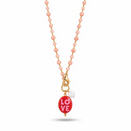 Collana Favola LOVE con Cristalli Rosa Pesca Oro