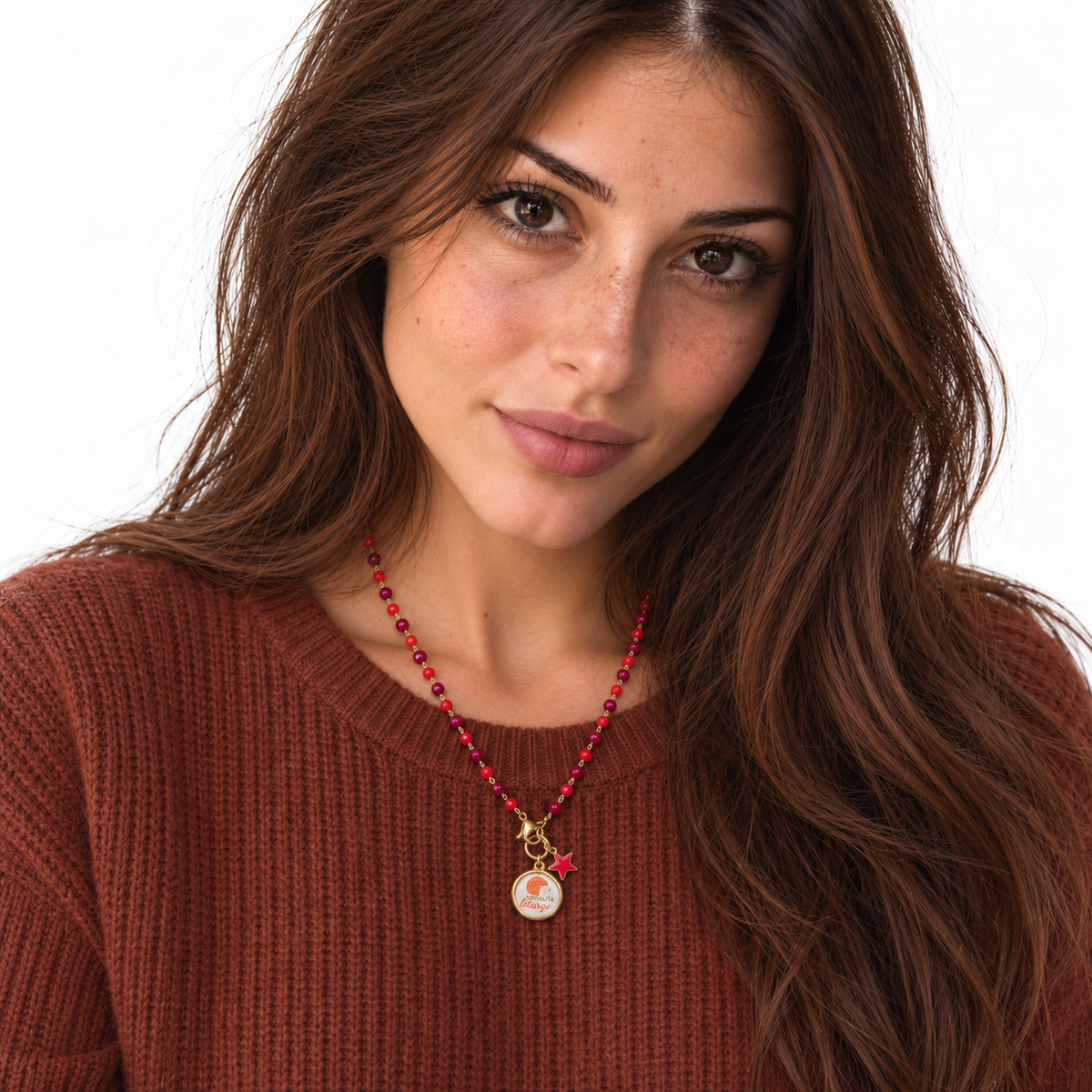 Collana Favola Modalità Letargo con Cristalli Bordeaux e Rossi Oro