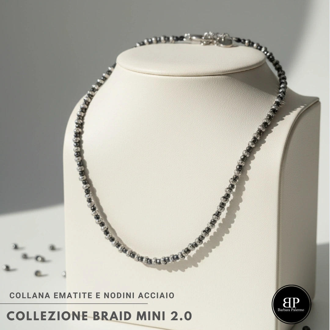 Collana Ematite antracite e Acciaio