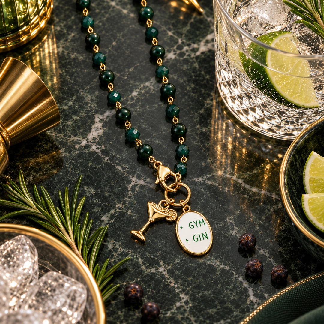 Collana Favola Gym + Gin con Cristalli Verdi Oro PVD