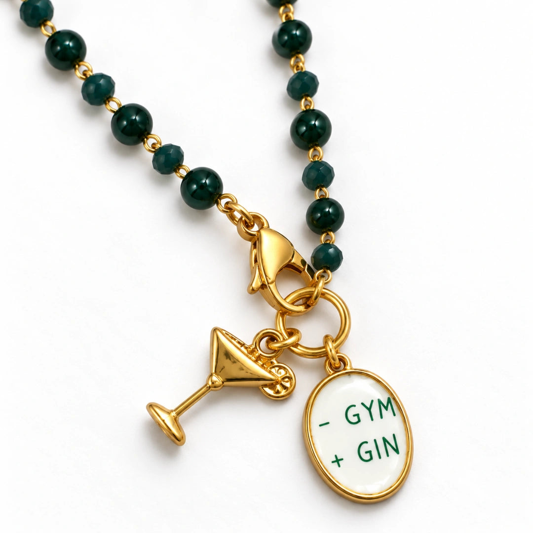 Collana Favola Gym + Gin con Cristalli Verdi Oro PVD
