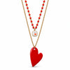 Collana Favola Doppia Cuore Rosso con Cristalli Rossi Oro