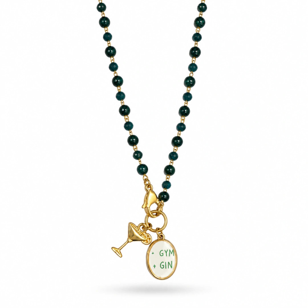 Collana Favola Gym + Gin con Cristalli Verdi Oro PVD