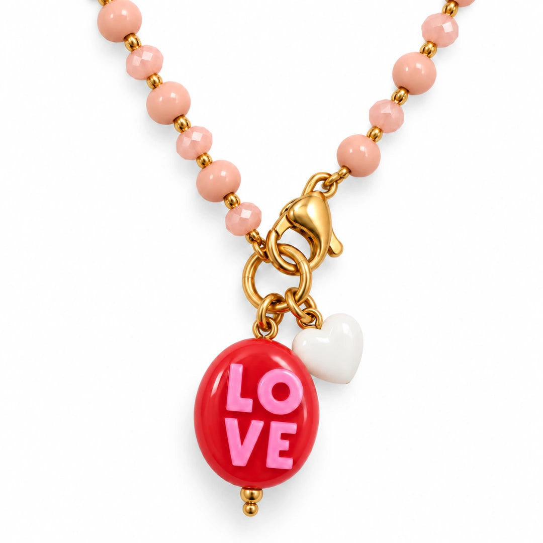 Collana Favola LOVE con Cristalli Rosa Pesca Oro