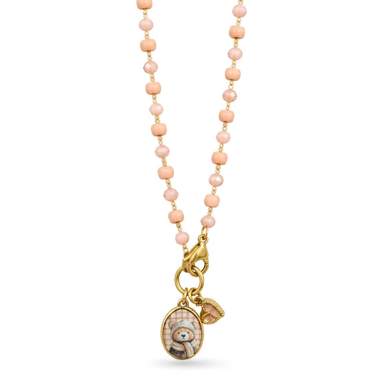 Collana Favola Orsetto Rosa con Cristalli