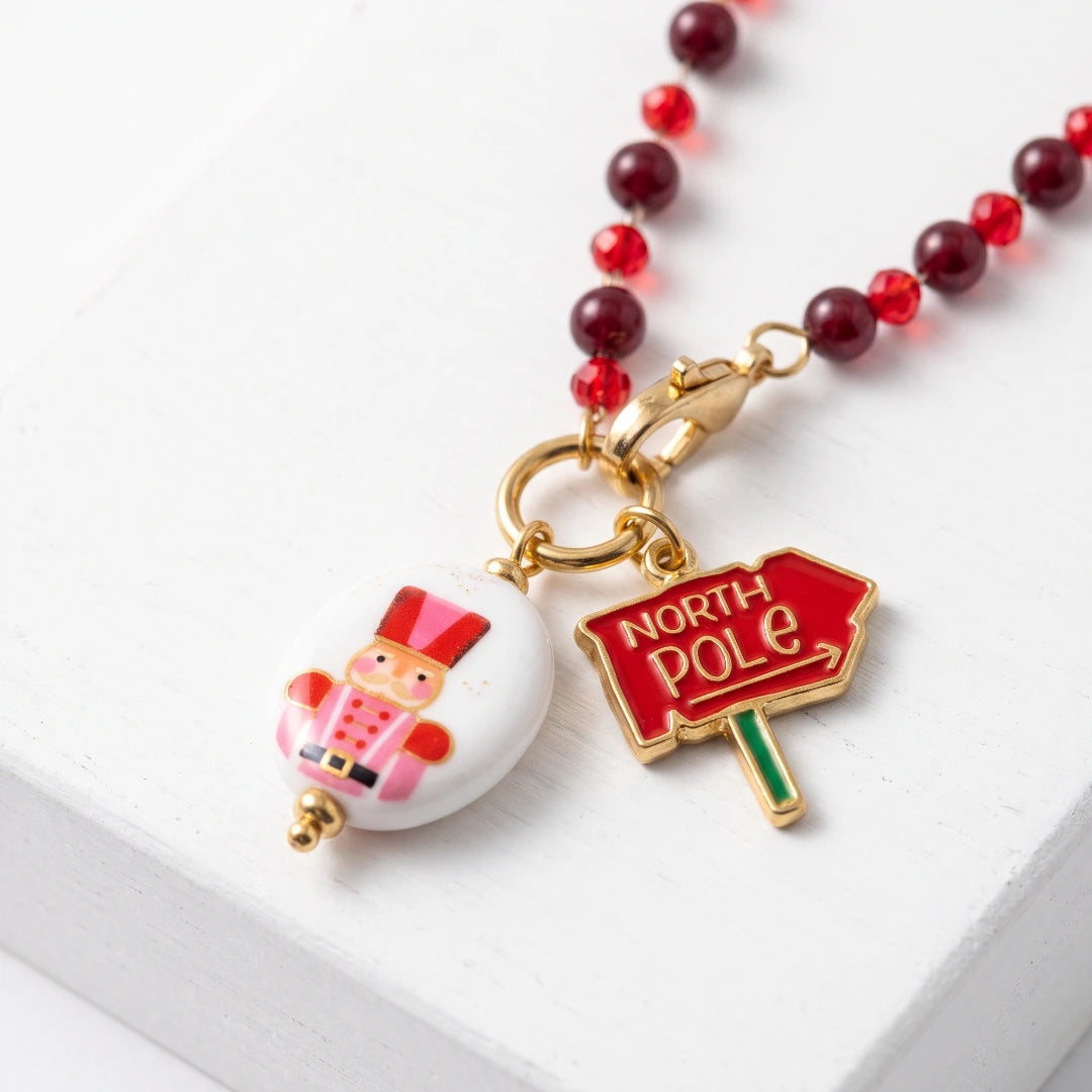 Collana Favola Schiaccianoci con Cristalli Bordeaux e Rossi Oro