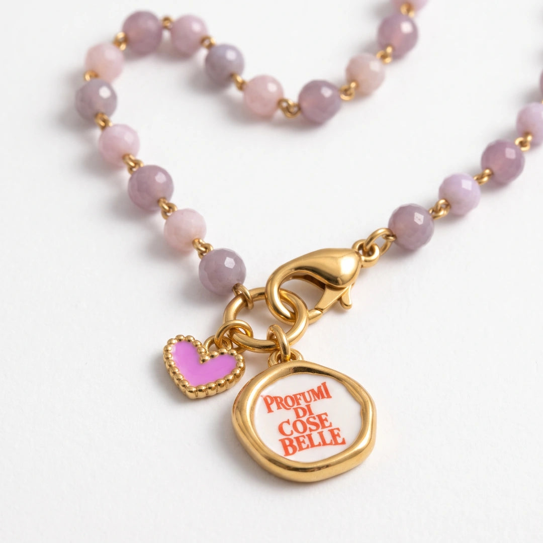 Collana Favola Profumi di Cose Belle con Cristalli Malva e Rosa Oro