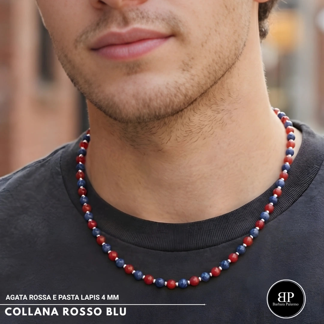 Collana Rosso Blu 4 mm