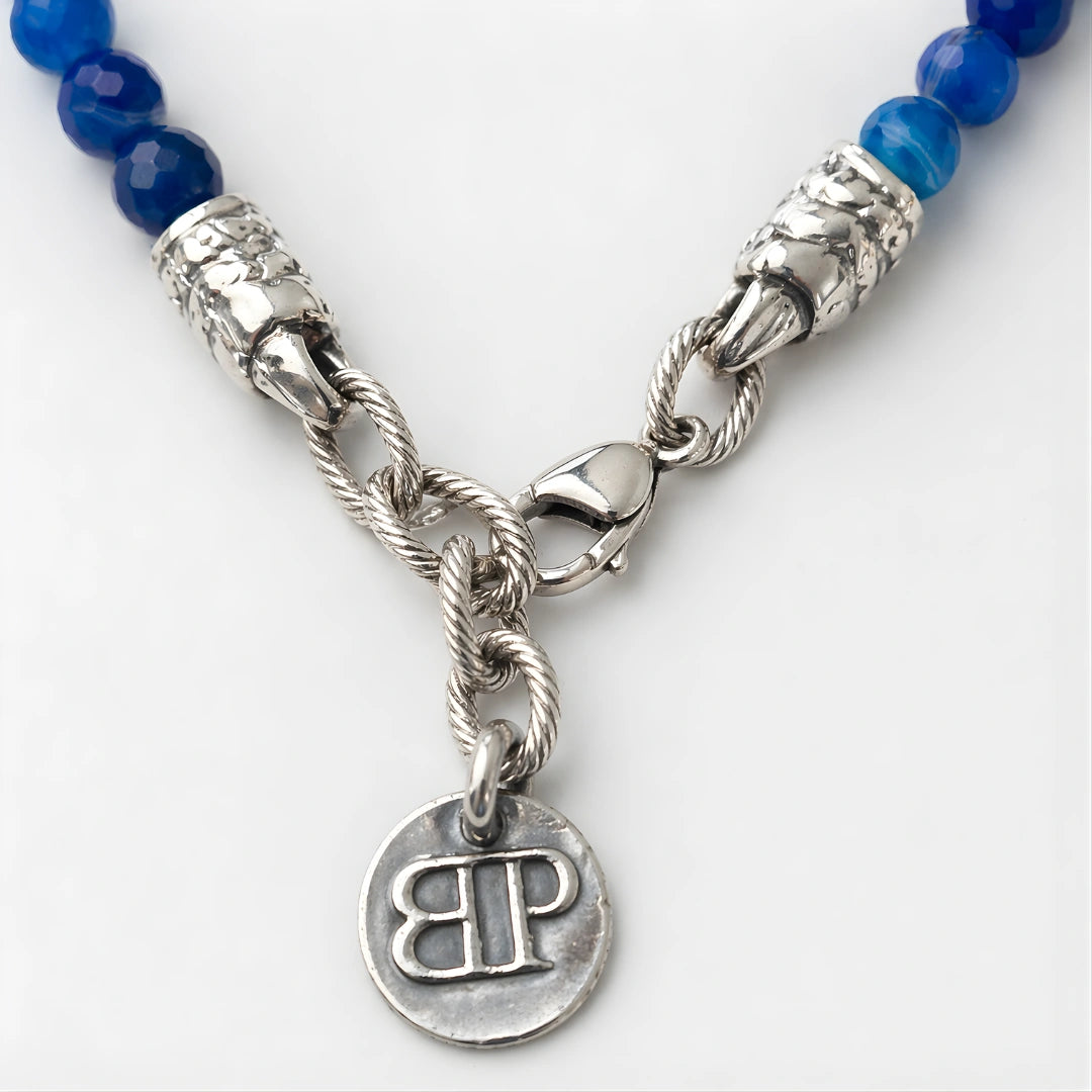 Collana Ocean Miami 02 in Agata Blu, Ossidiana Marrone