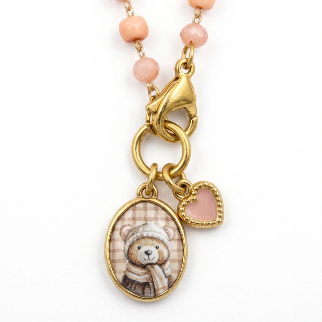 Collana Favola Orsetto Rosa con Cristalli
