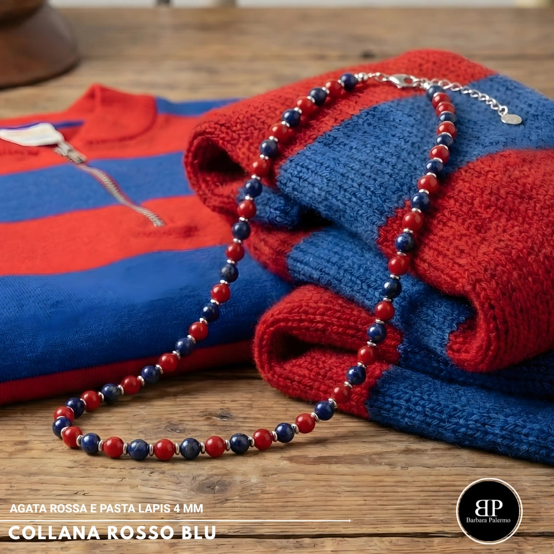 Collana Rosso Blu 4 mm
