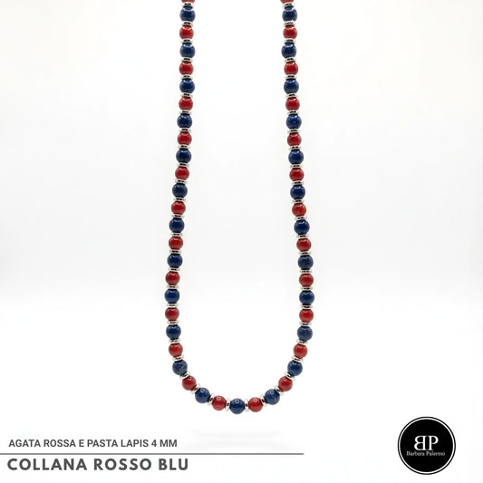 Collana Rosso Blu 4 mm