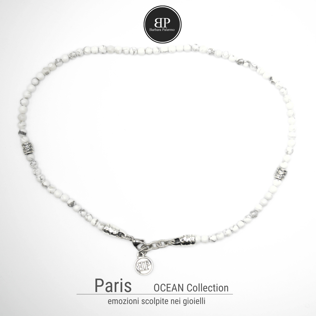 Paris: Halskette mit weißen Howlith-Steinen