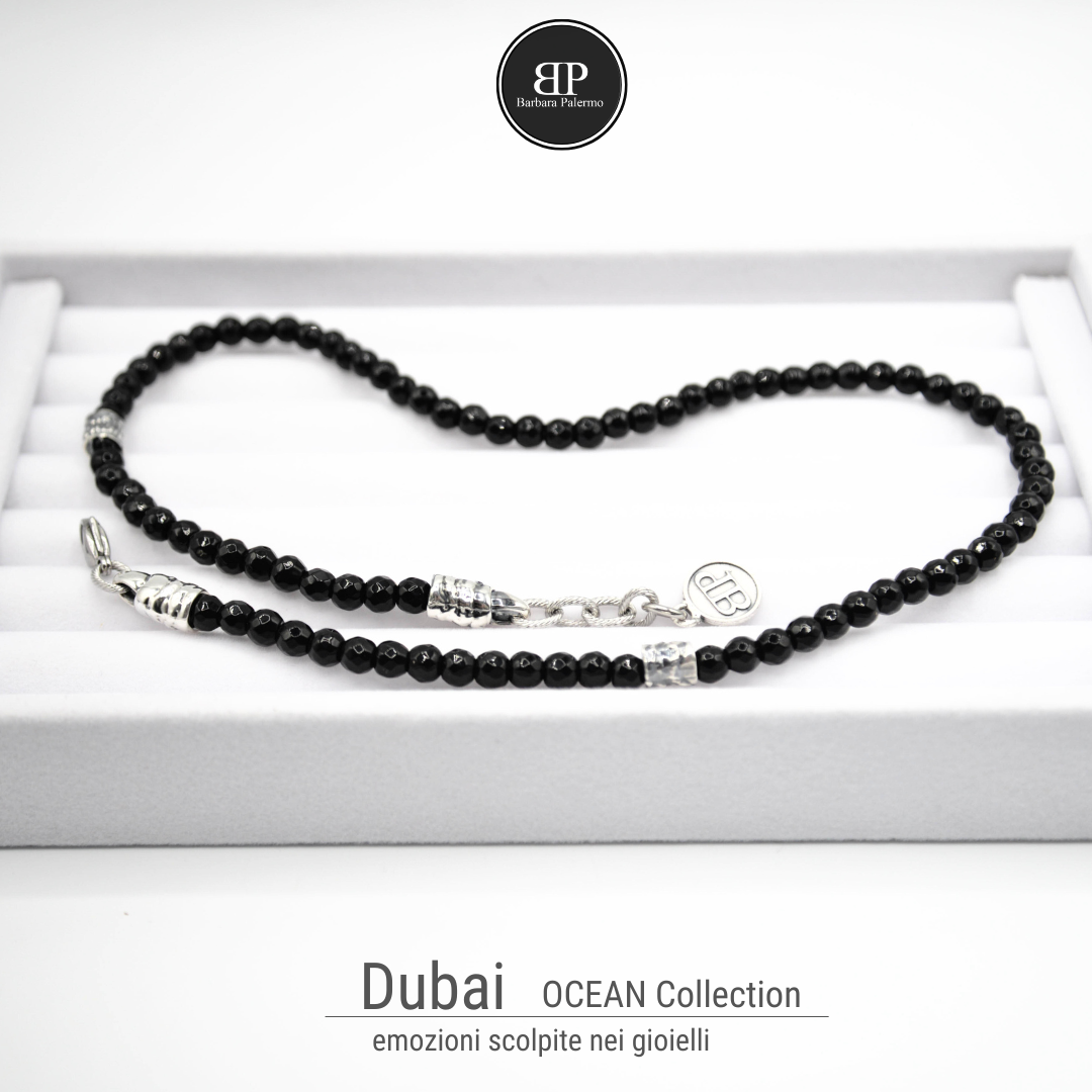 Halskette aus schwarzem Dubai-Onyx