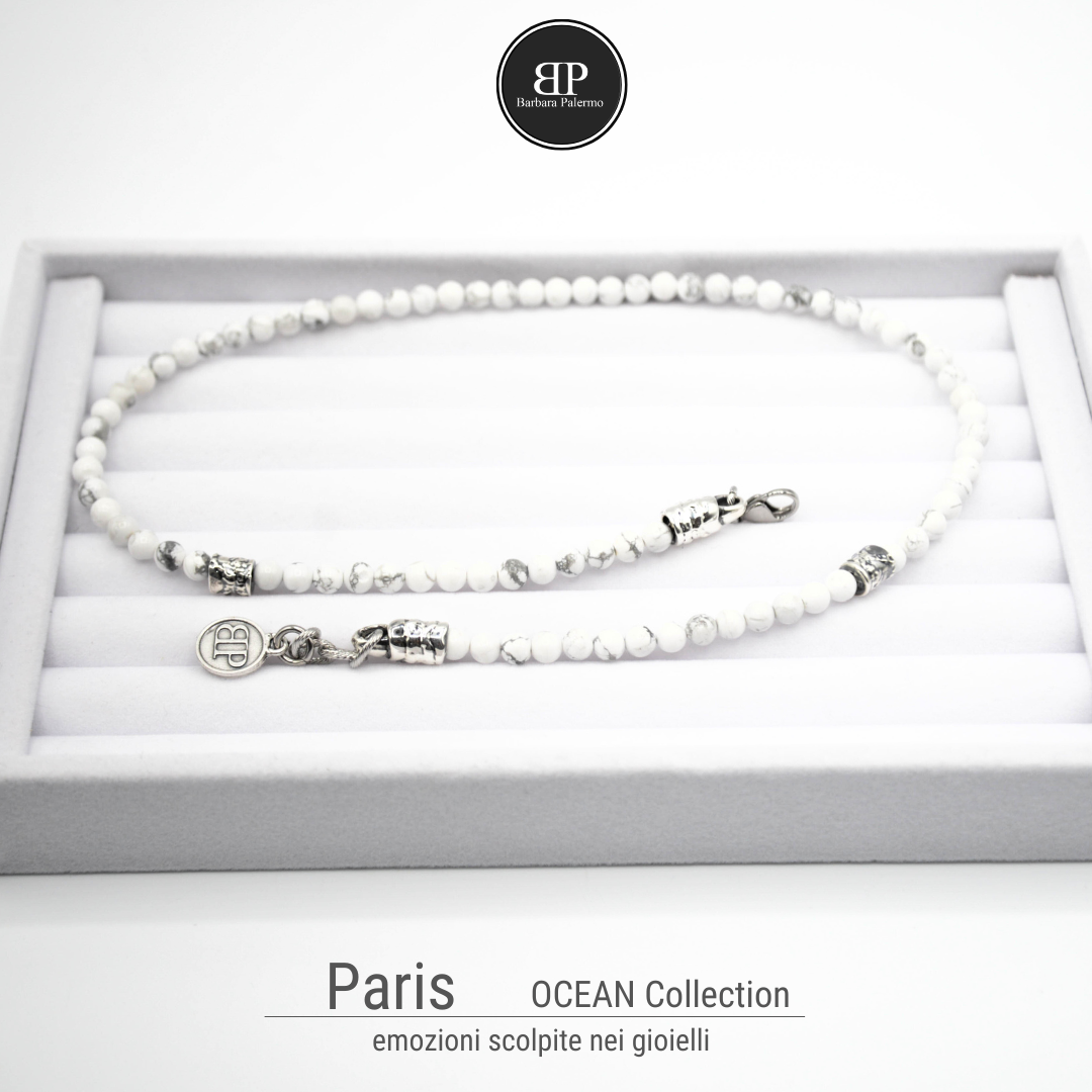 Paris: Halskette mit weißen Howlith-Steinen