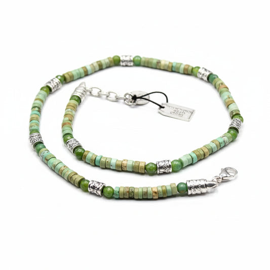 Collana agata verde Oslo e Howlite Muschiato: Eleganza Ineguagliabile e Energia