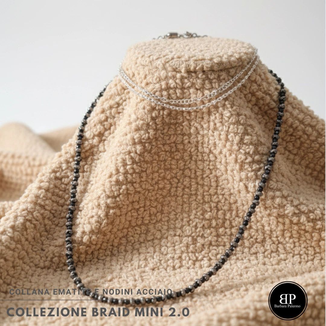 Collana Ematite antracite e Acciaio