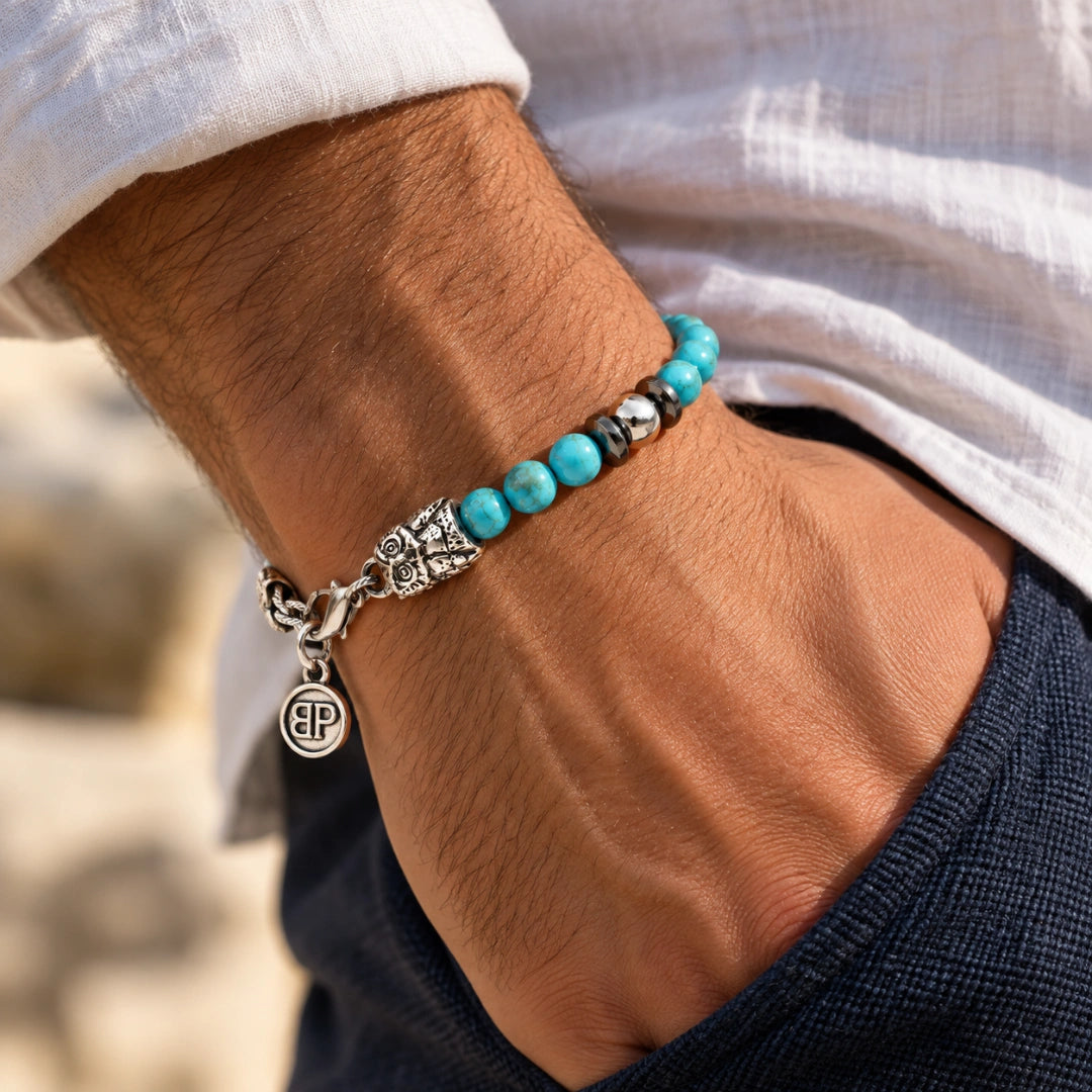 Sentinel Owls  Bracciale pietra turchese con gufo