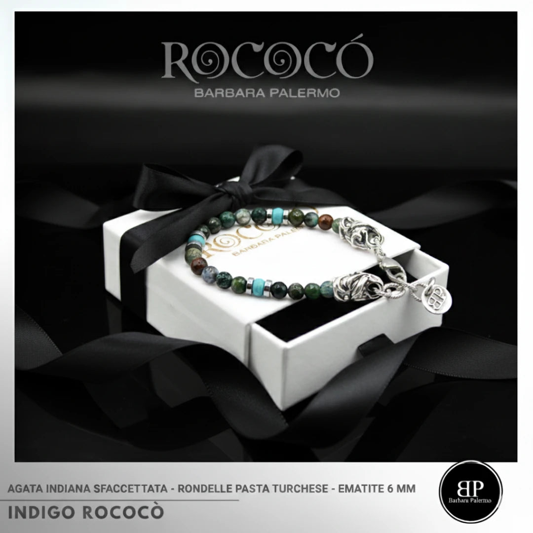 INDIGO ROCOCÒ – Bracciale in Agata Indiana e Turchese