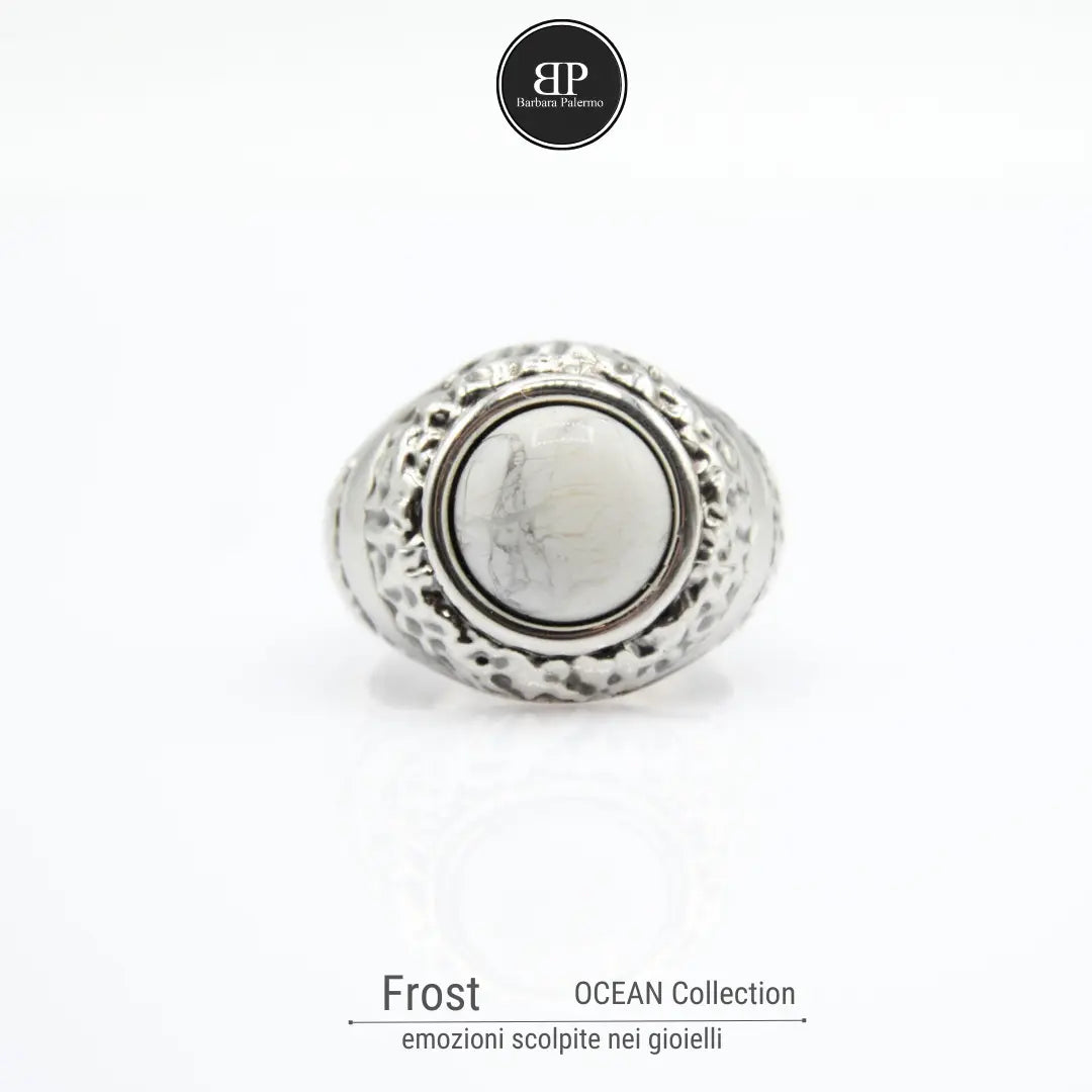 Anello pietra bianca Howlite Frost