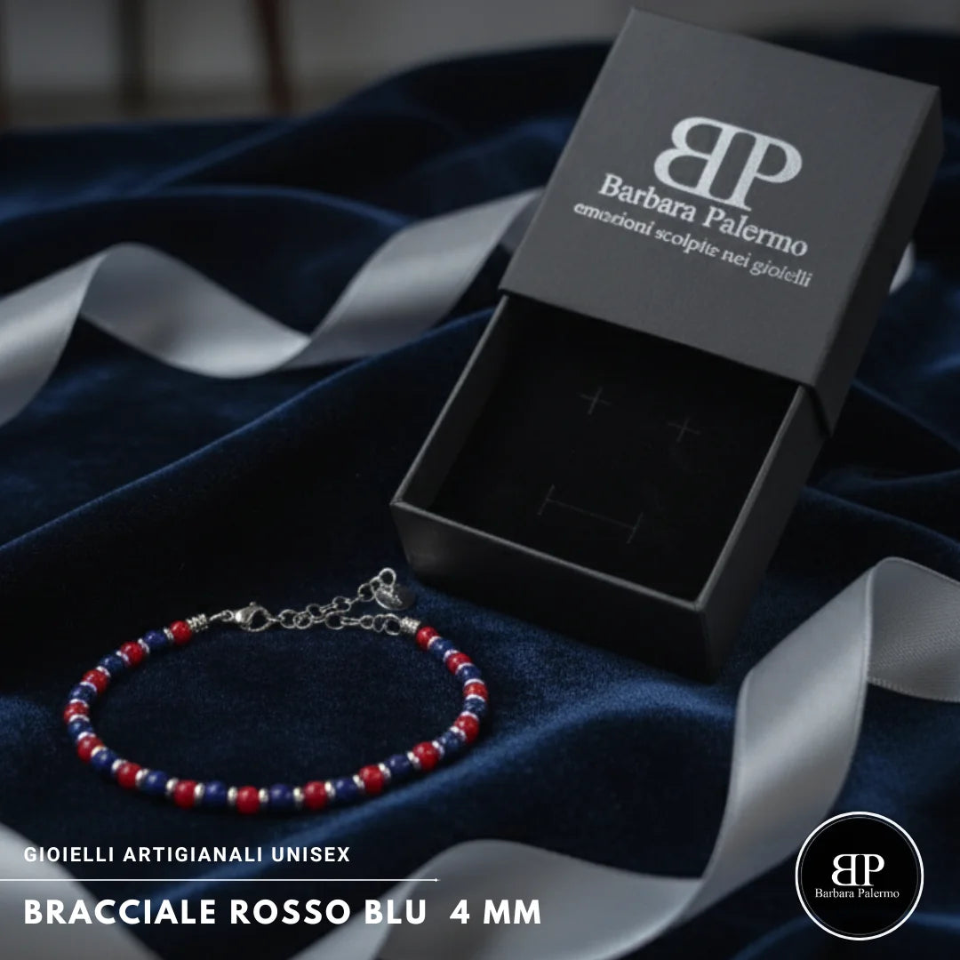 Bracciale Lapis e Agata Rossa 4 mm