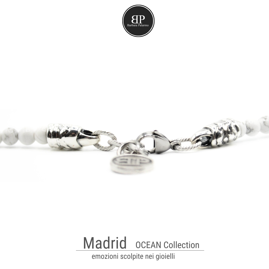 Madrid: Die elegante Halskette aus Howlith und Katzenauge