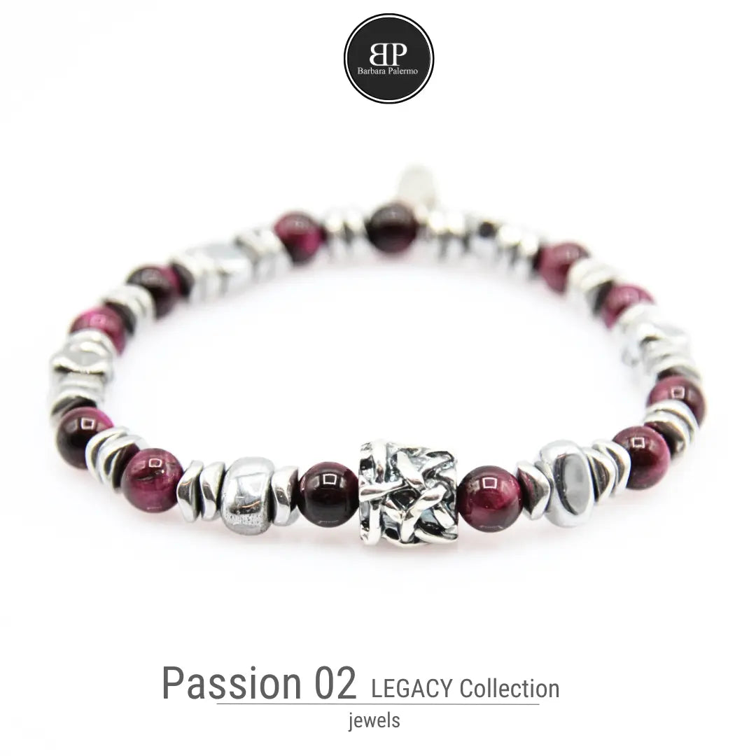 Lila Tigerauge-Armband PASSION mit Silberanschlüssen