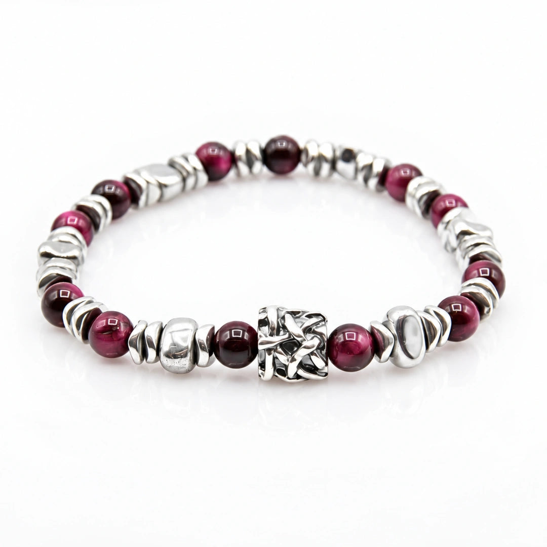 Lila Tigerauge-Armband PASSION mit Silberanschlüssen
