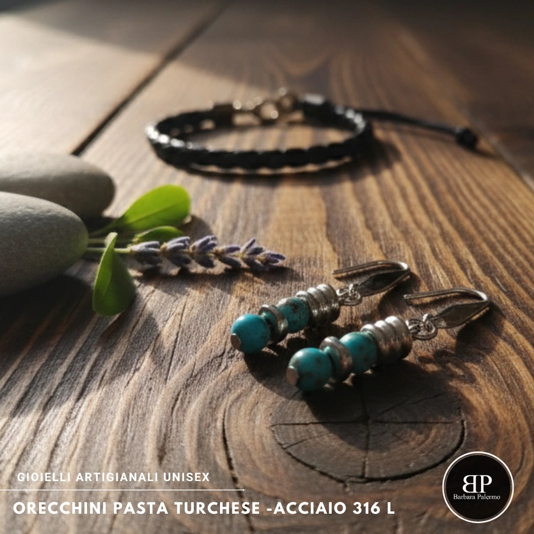 Orecchini Donna in Pasta Turchese e Acciaio 316L