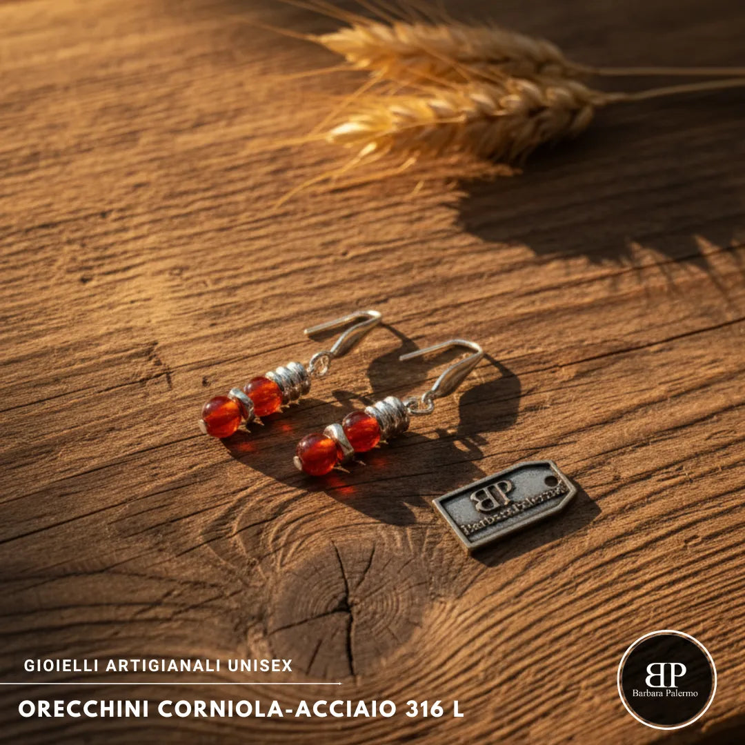 Orecchini Corniola – Acciaio 316L
