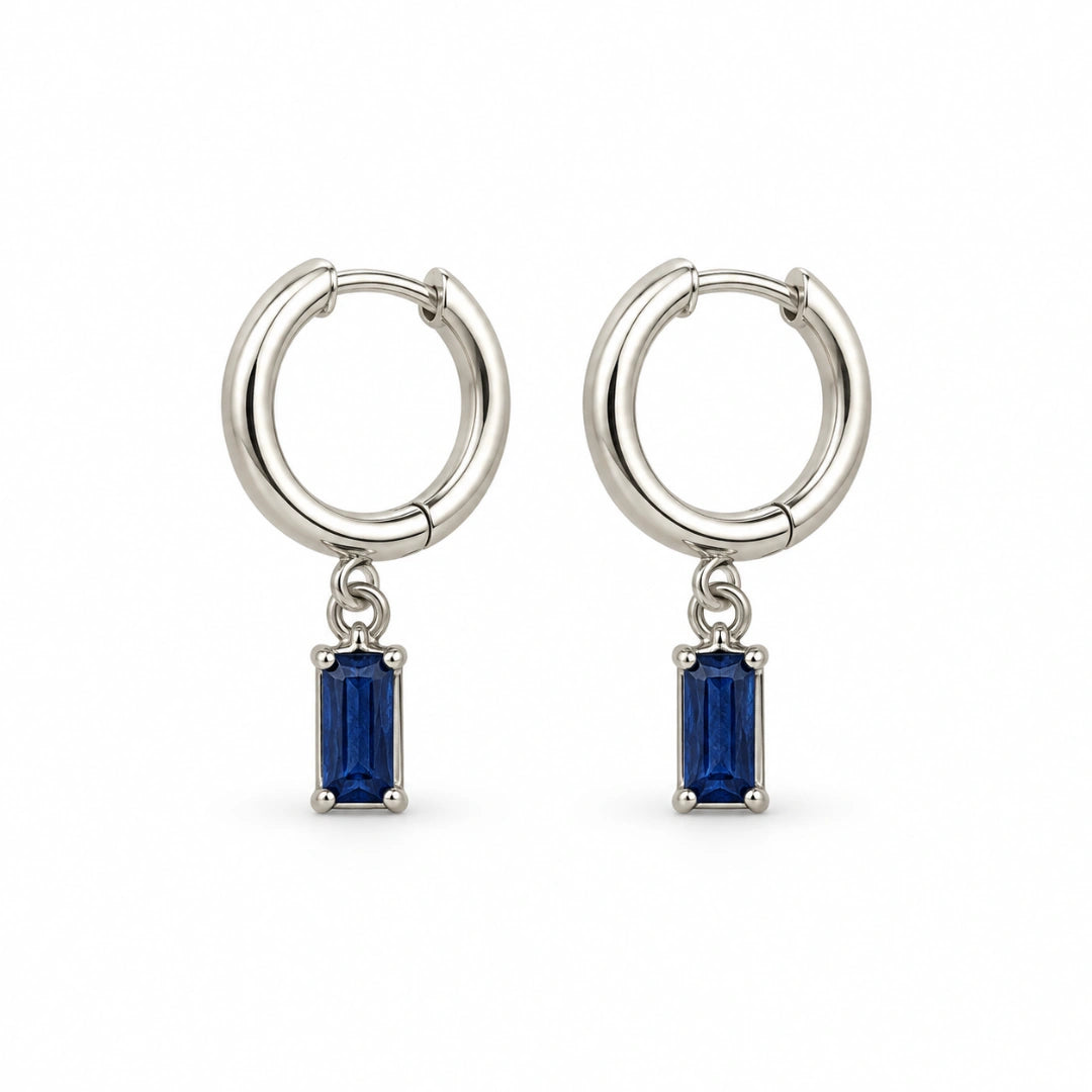 Orecchini NÉA Cerchio con Zirconia Blu in Acciaio 316L