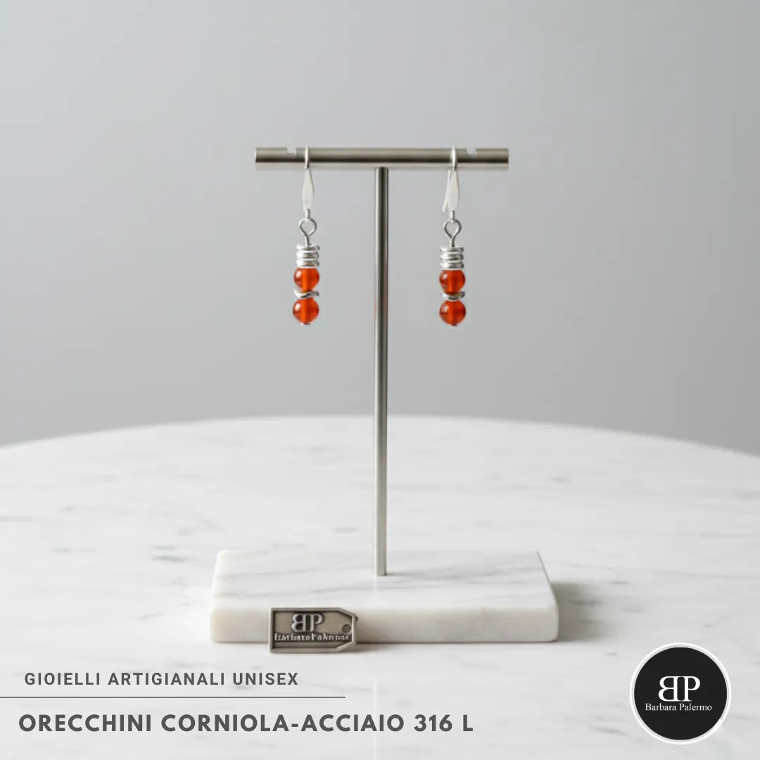 Orecchini Corniola – Acciaio 316L
