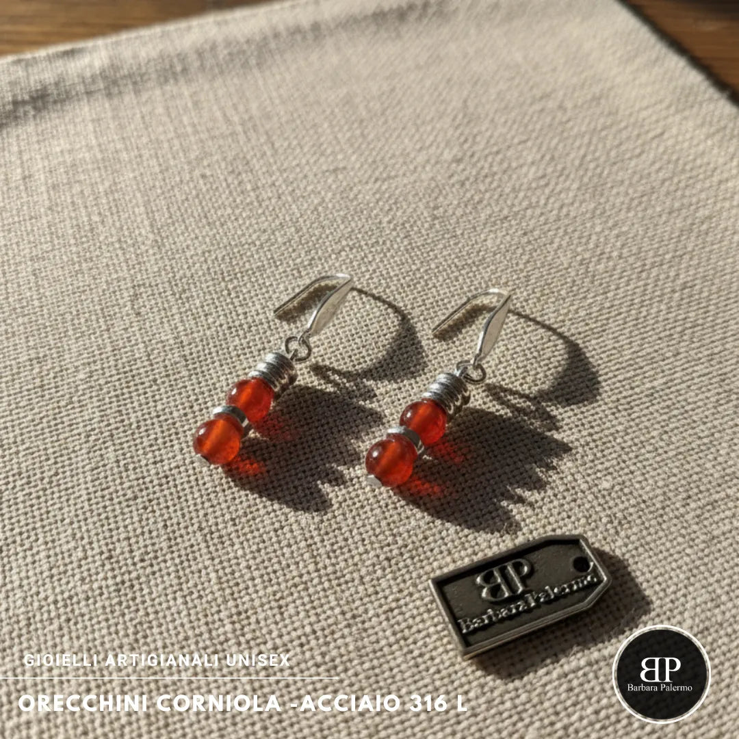 Orecchini Corniola – Acciaio 316L