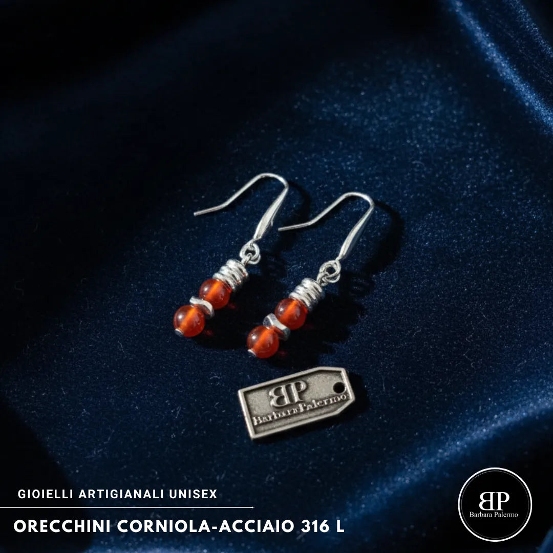 Orecchini Corniola – Acciaio 316L