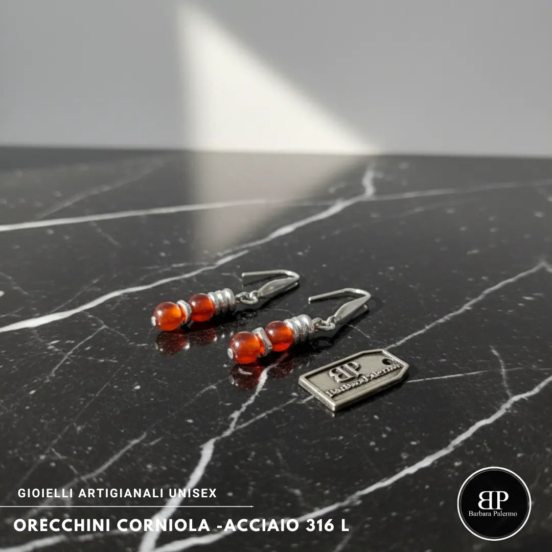 Orecchini Corniola – Acciaio 316L
