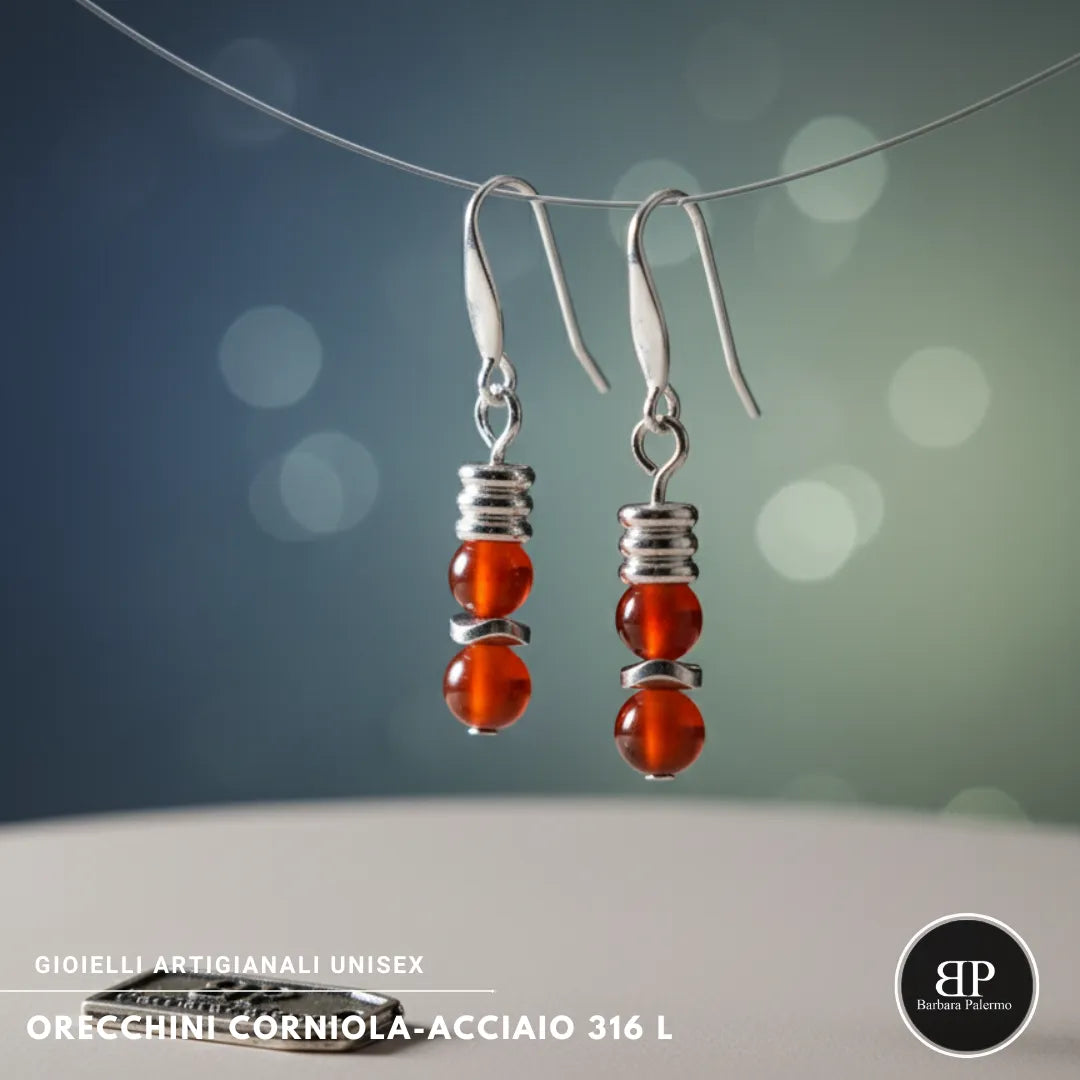 Orecchini Corniola – Acciaio 316L