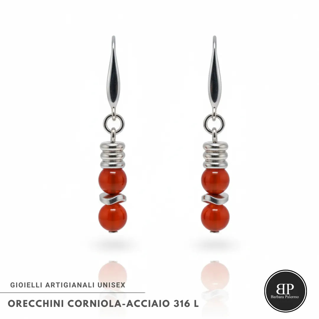 Orecchini Corniola – Acciaio 316L
