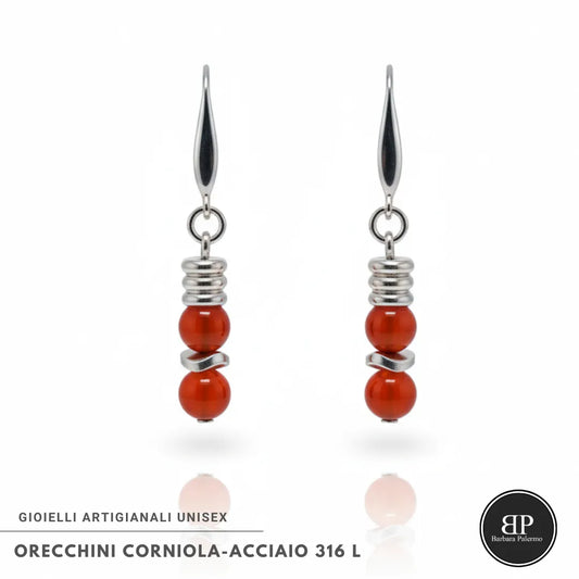 Orecchini Corniola – Acciaio 316L