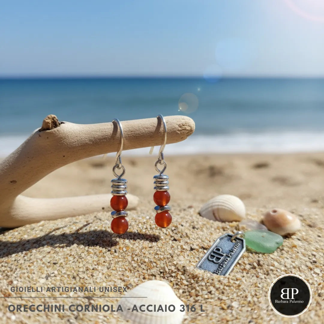 Orecchini Corniola – Acciaio 316L