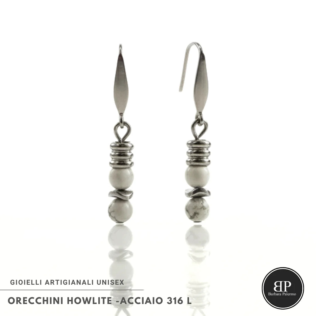 Orecchini in Howlite e Acciaio 316L